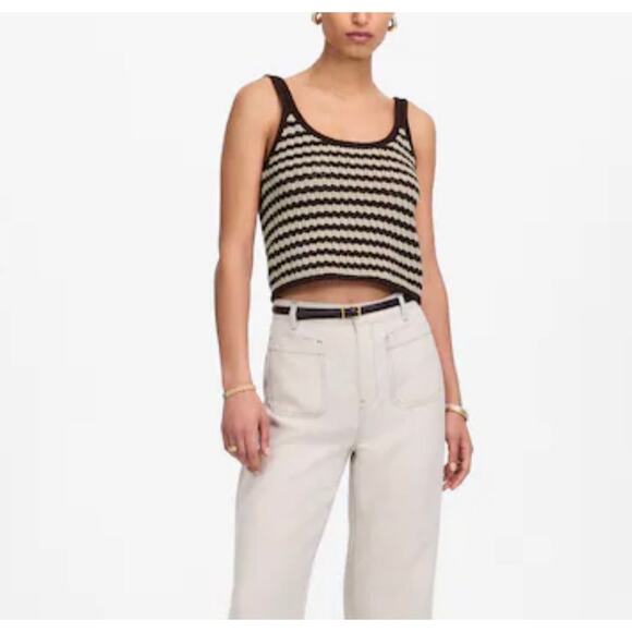 MADEWELL NWT Striped 100% Cotton Sweater Tank Size Medium - Picture 3 of 7